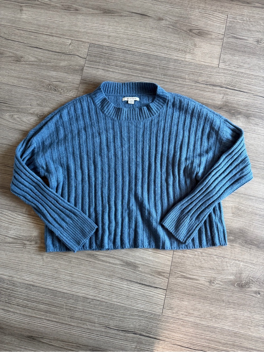 American Eagle Outfitters Blue Ribbed Crewneck Sweater